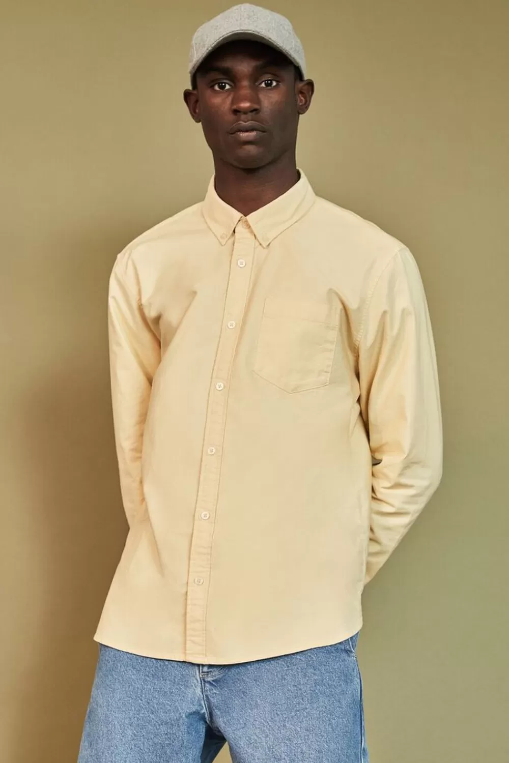Shirts>Forever 21 Pocket Button-Front Shirt Light Yellow