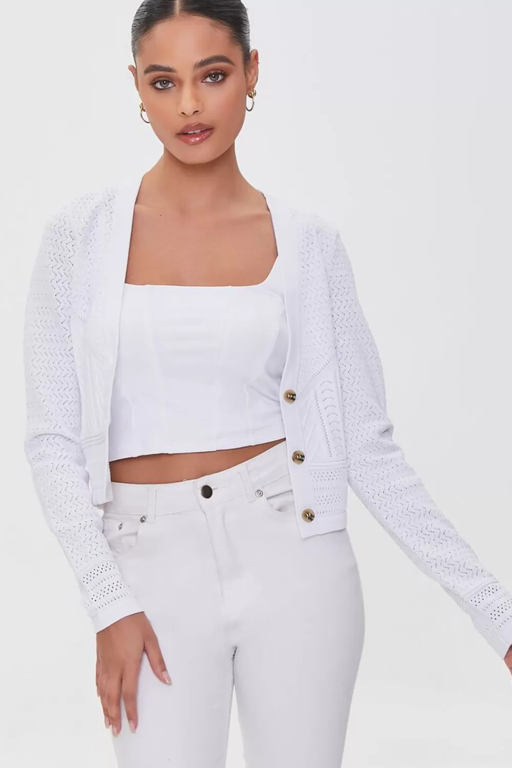 Forever 21 Pointelle Knit Cardigan Sweater | Women Tops