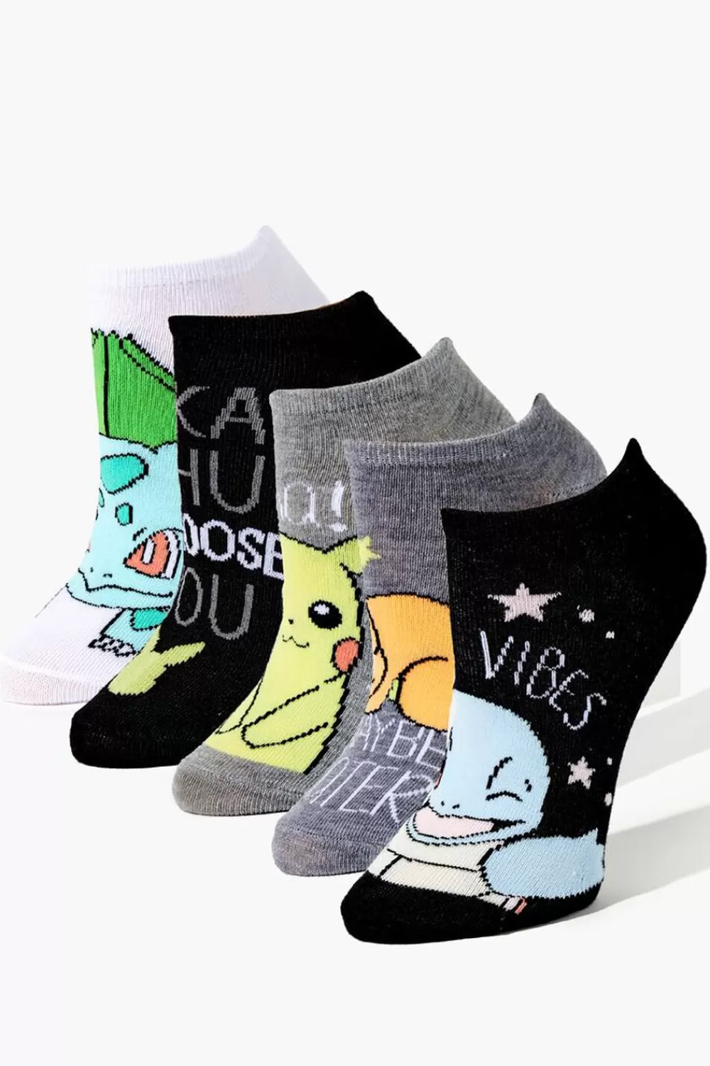 Socks + Tights>Forever 21 Pokemon Ankle Sock Set - 5 Pack Black/Multi