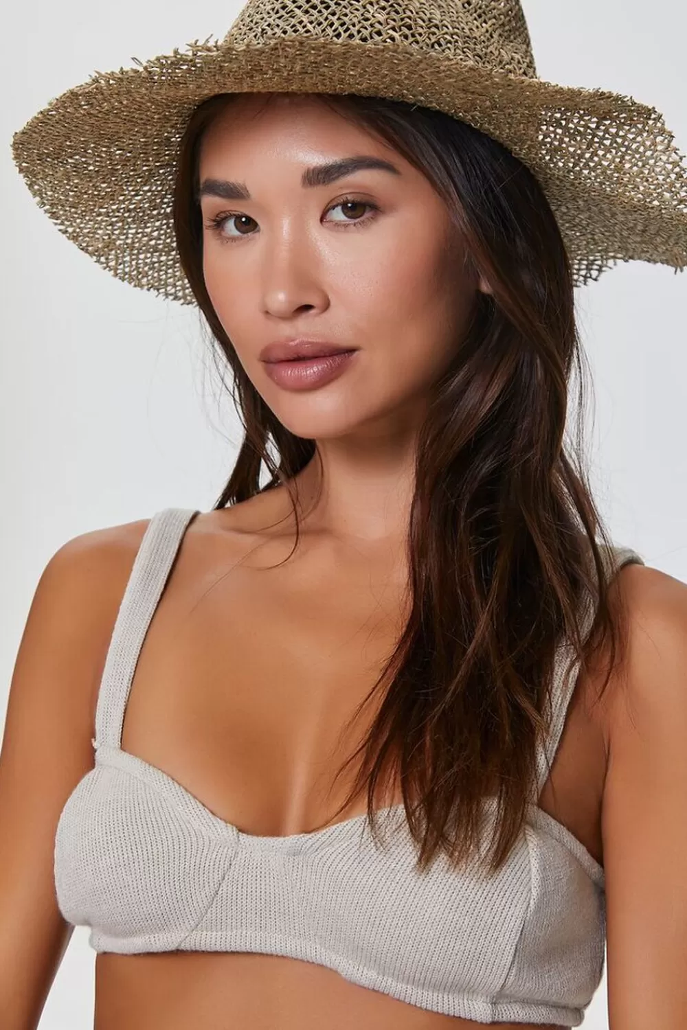 Hats + Beanies>Forever 21 Premium Palm Straw Fedora Natural