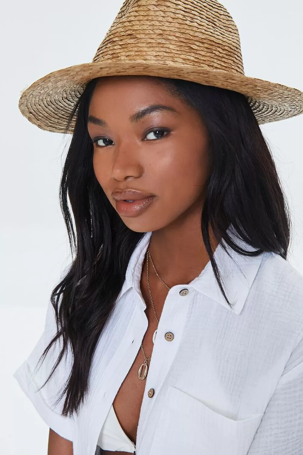 Hats + Beanies>Forever 21 Premium Palm Straw Fedora Natural