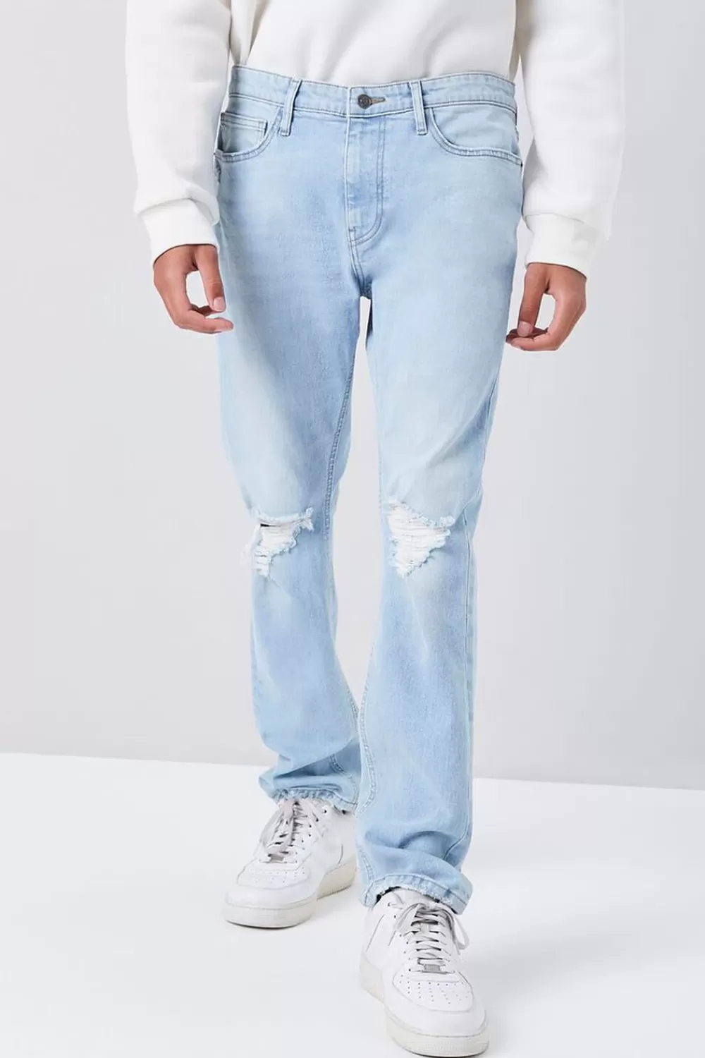 Jeans + Denim>Forever 21 Premium Recycled Slim-Fit Jeans Light Denim