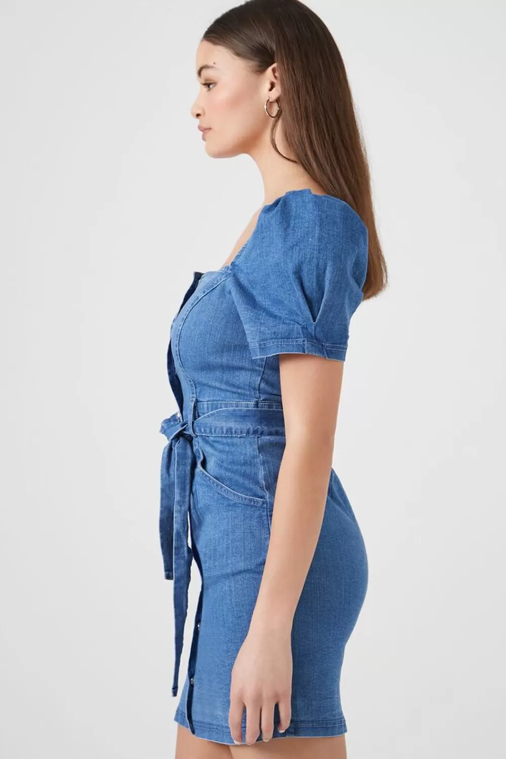 Forever 21 Puff-Sleeve Denim Mini Dress | Women Dresses