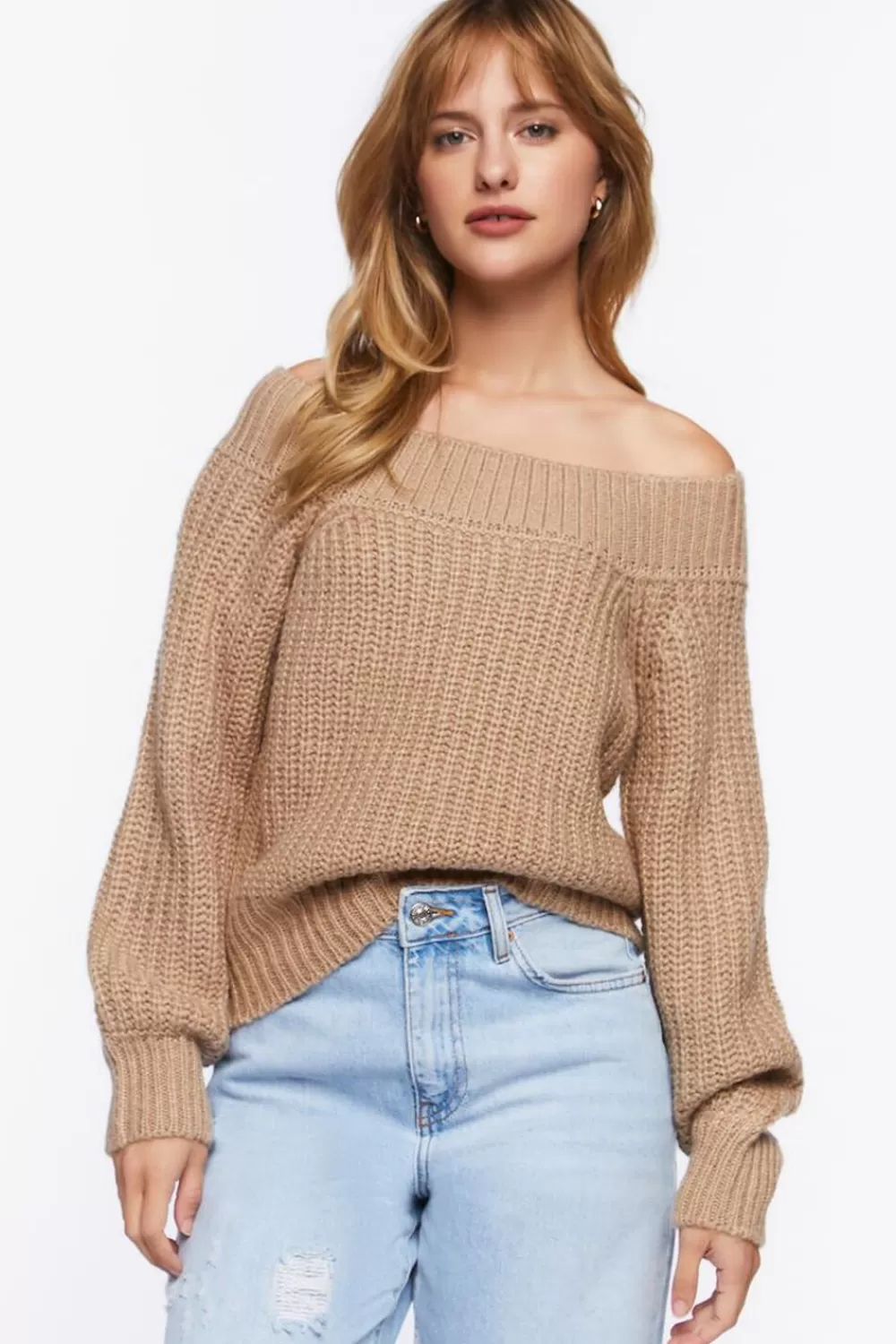Forever 21 Purl Knit Off-The-Shoulder Sweater | Women Tops