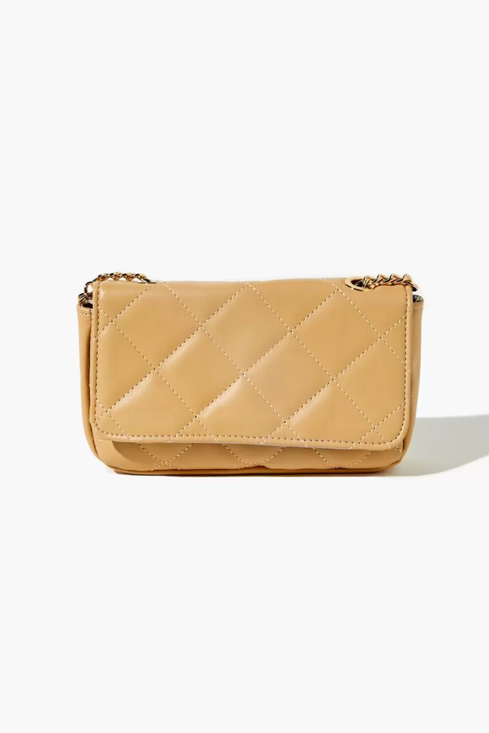 Bags + Backpacks>Forever 21 Quilted Faux Leather Crossbody Bag Taupe