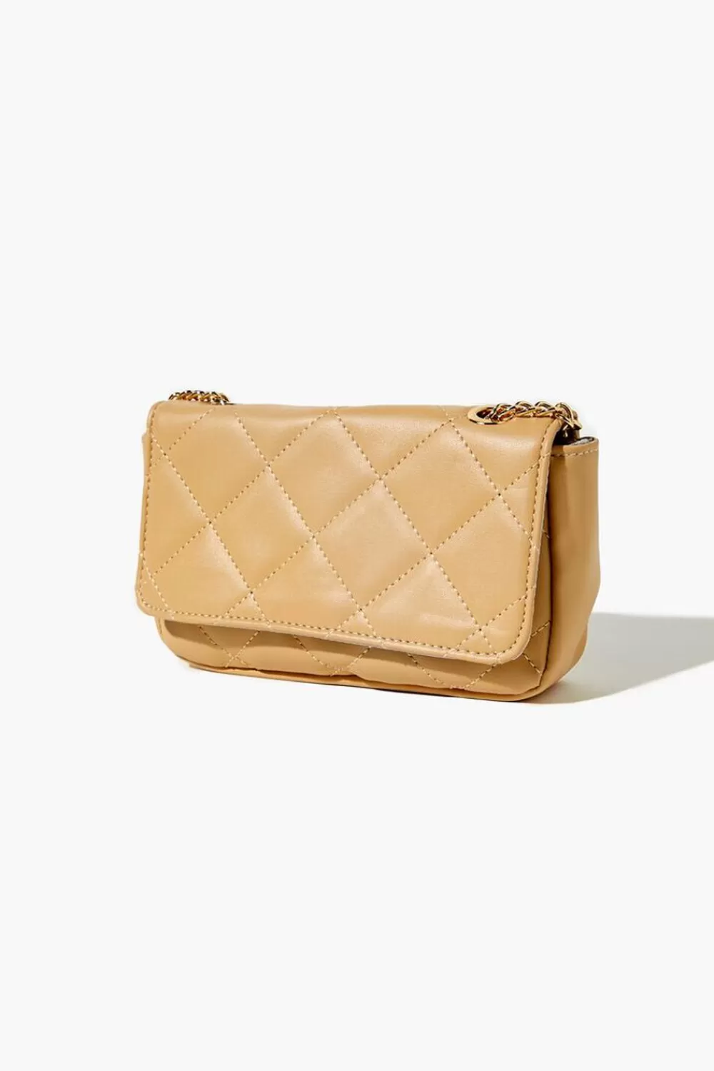 Bags + Backpacks>Forever 21 Quilted Faux Leather Crossbody Bag Taupe