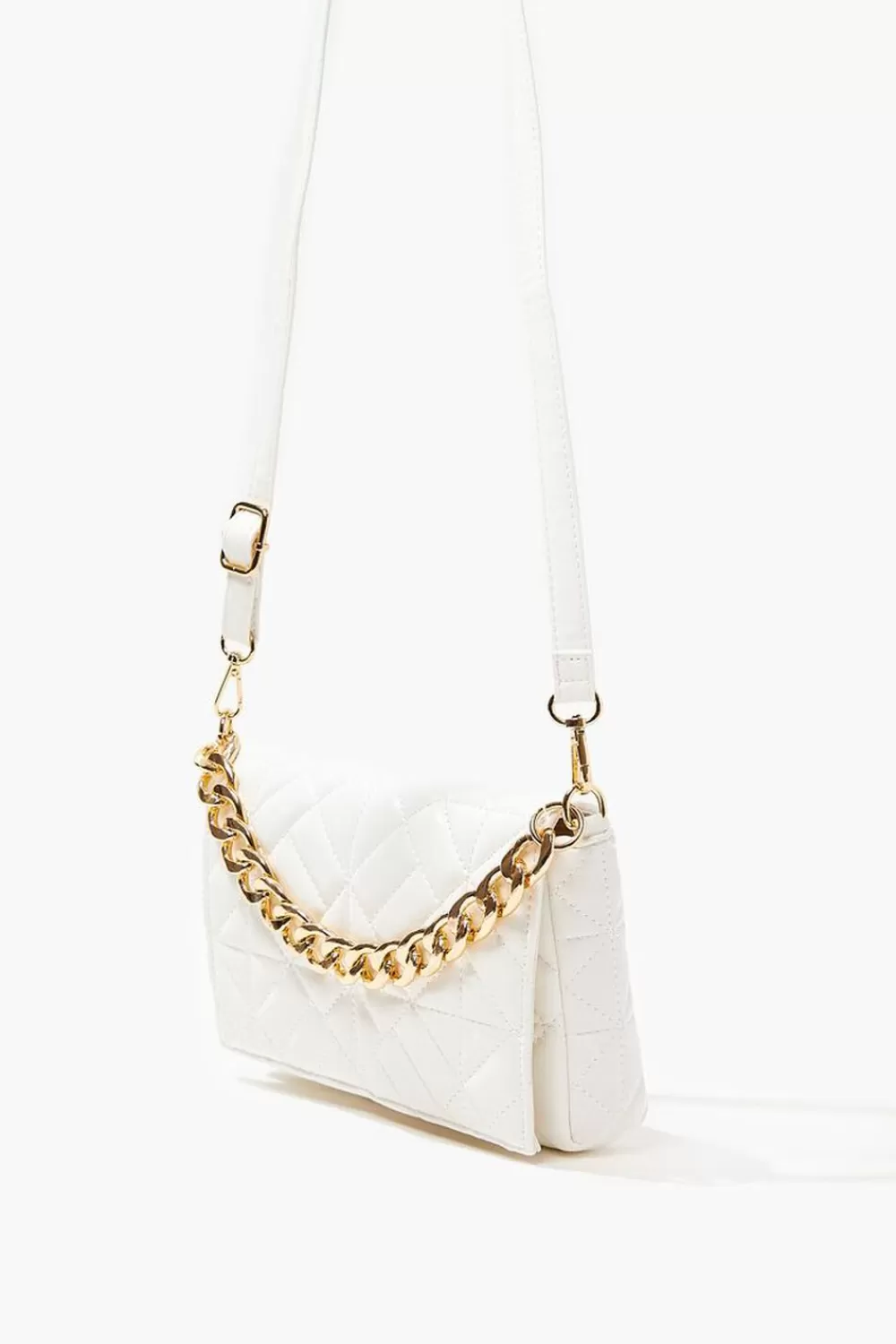 Bags + Backpacks>Forever 21 Quilted Faux Leather Crossbody Bag White