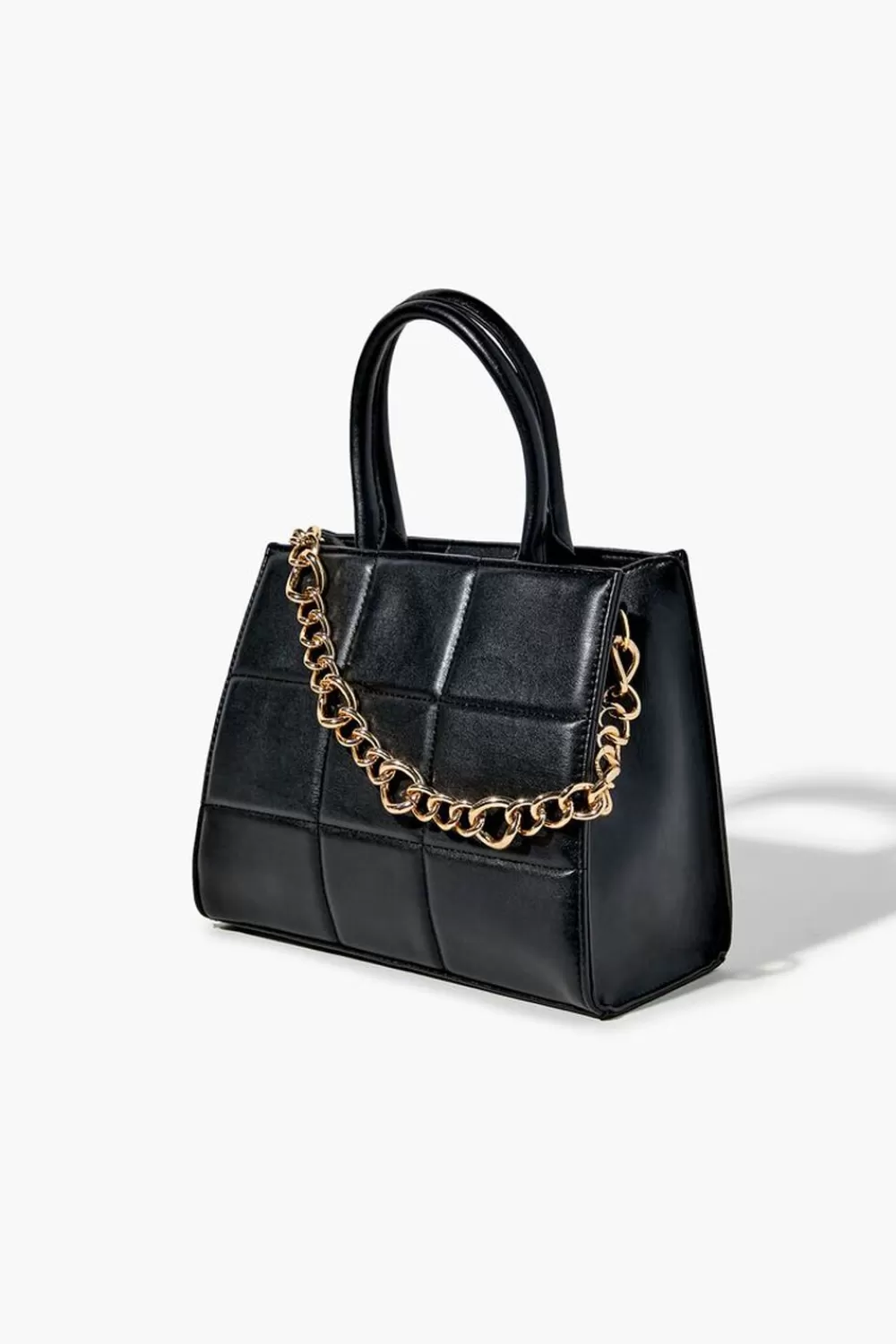 Bags + Backpacks>Forever 21 Quilted Faux Leather Satchel Black