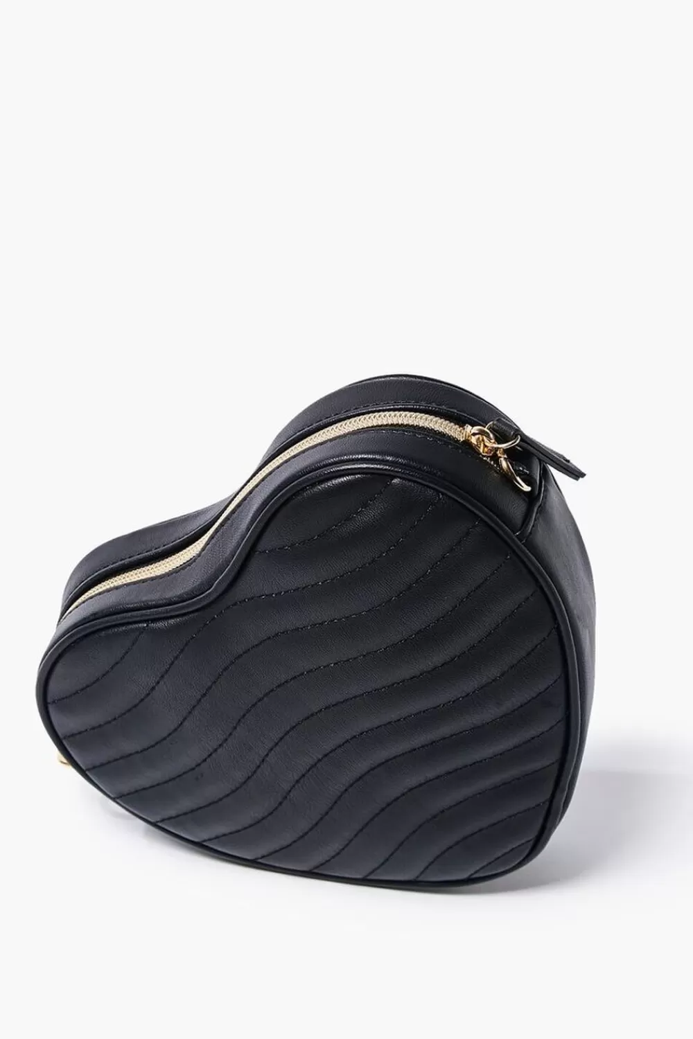 Bags + Backpacks>Forever 21 Quilted Heart-Shaped Crossbody Bag Black
