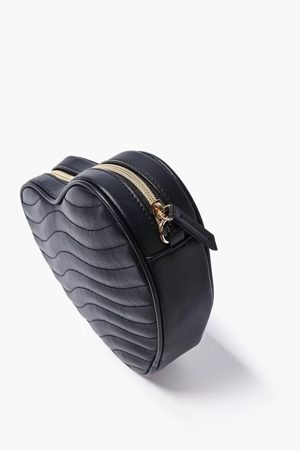 Bags + Backpacks>Forever 21 Quilted Heart-Shaped Crossbody Bag Black