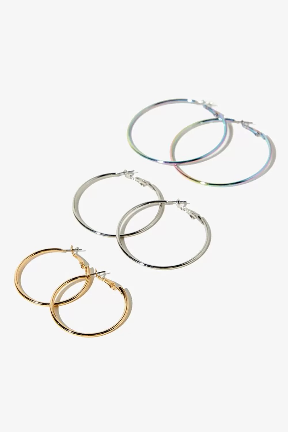 Earrings>Forever 21 Rainbow Hoop Earring Set Gold/Silver