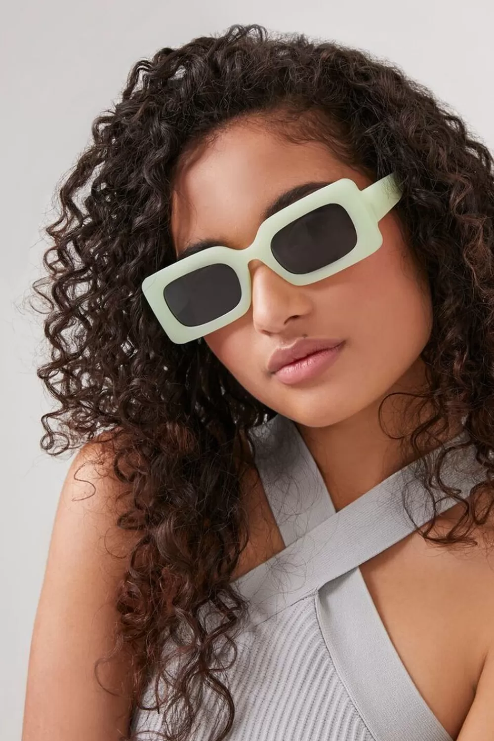 Sunglasses + Readers>Forever 21 Rectangular Frame Sunglasses Mint/Black