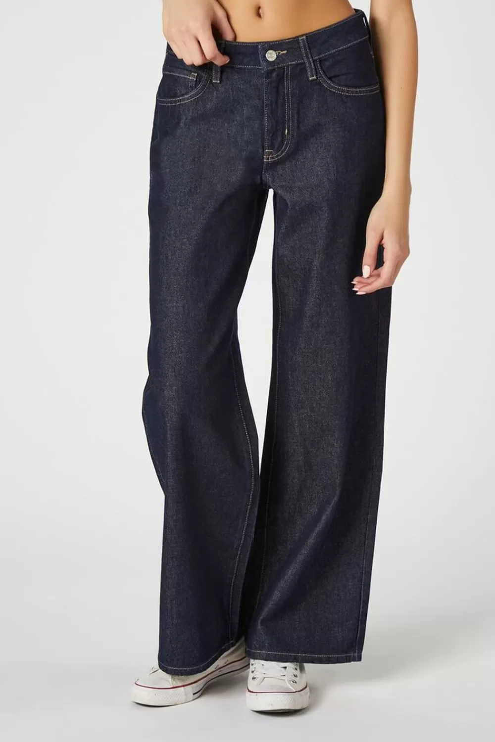 Bottoms>Forever 21 Recycled Cotton Wide-Leg Jeans Dark Denim