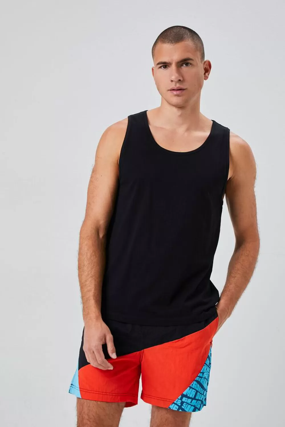 Bottoms>Forever 21 Recycled Nylon Paradise Graphic Swim Trunks Black/Multi