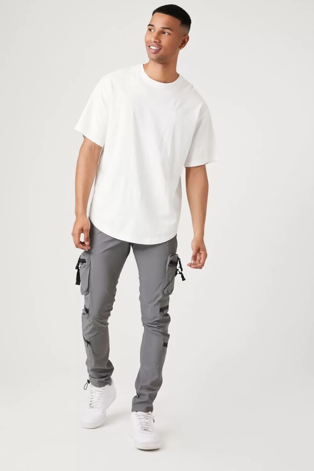 Bottoms>Forever 21 Reflective Cargo Joggers Grey/Multi