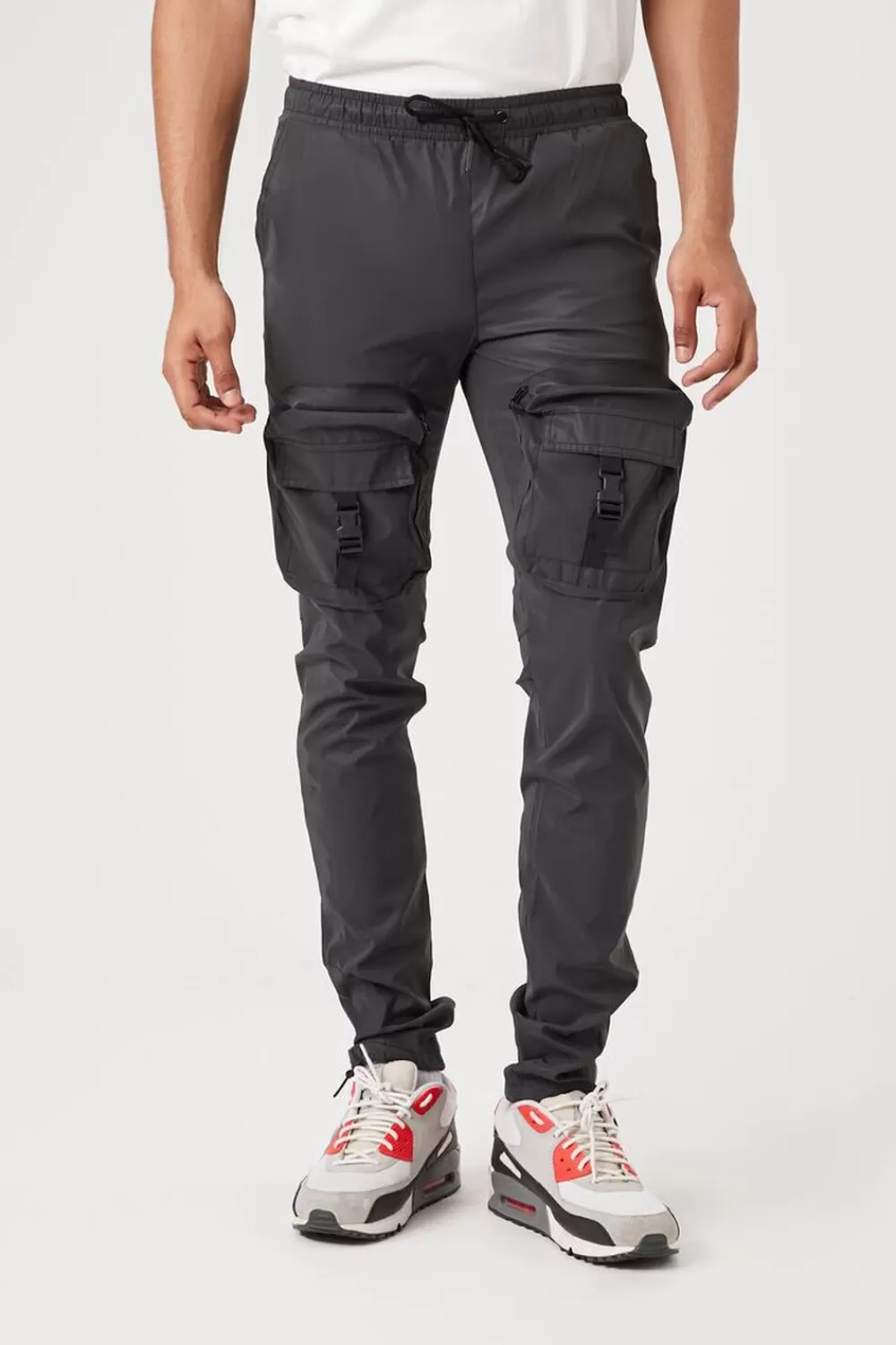 Bottoms>Forever 21 Reflective Cargo Joggers Black/Multi
