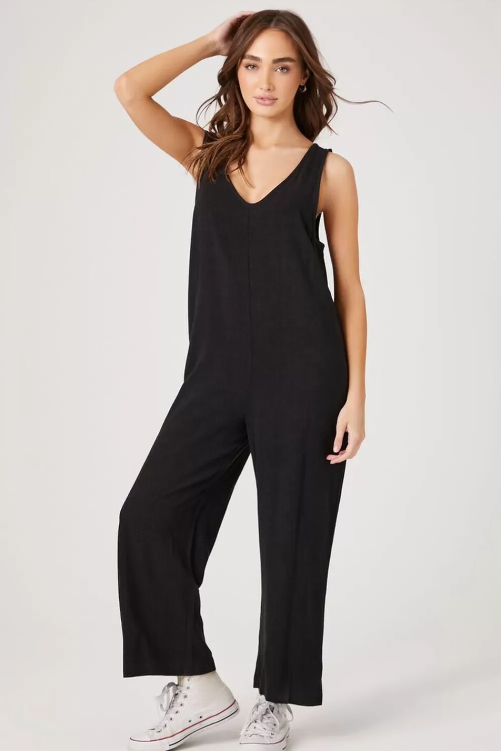 Rompers + Jumpsuits>Forever 21 Relaxed Wide-Leg Jumpsuit Black