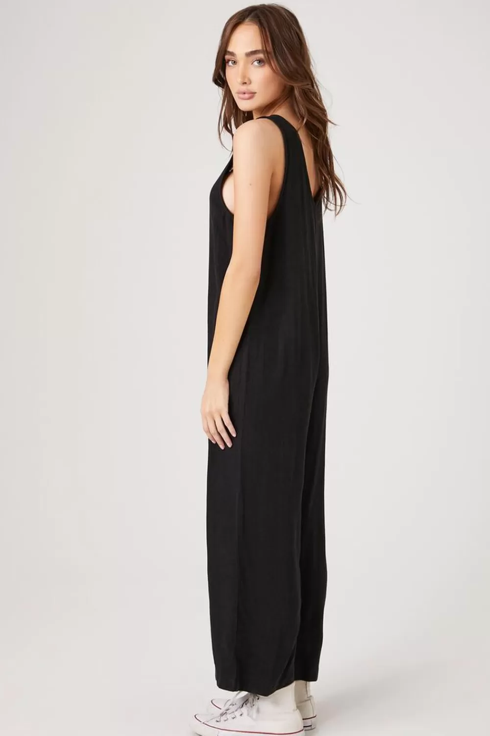 Rompers + Jumpsuits>Forever 21 Relaxed Wide-Leg Jumpsuit Black