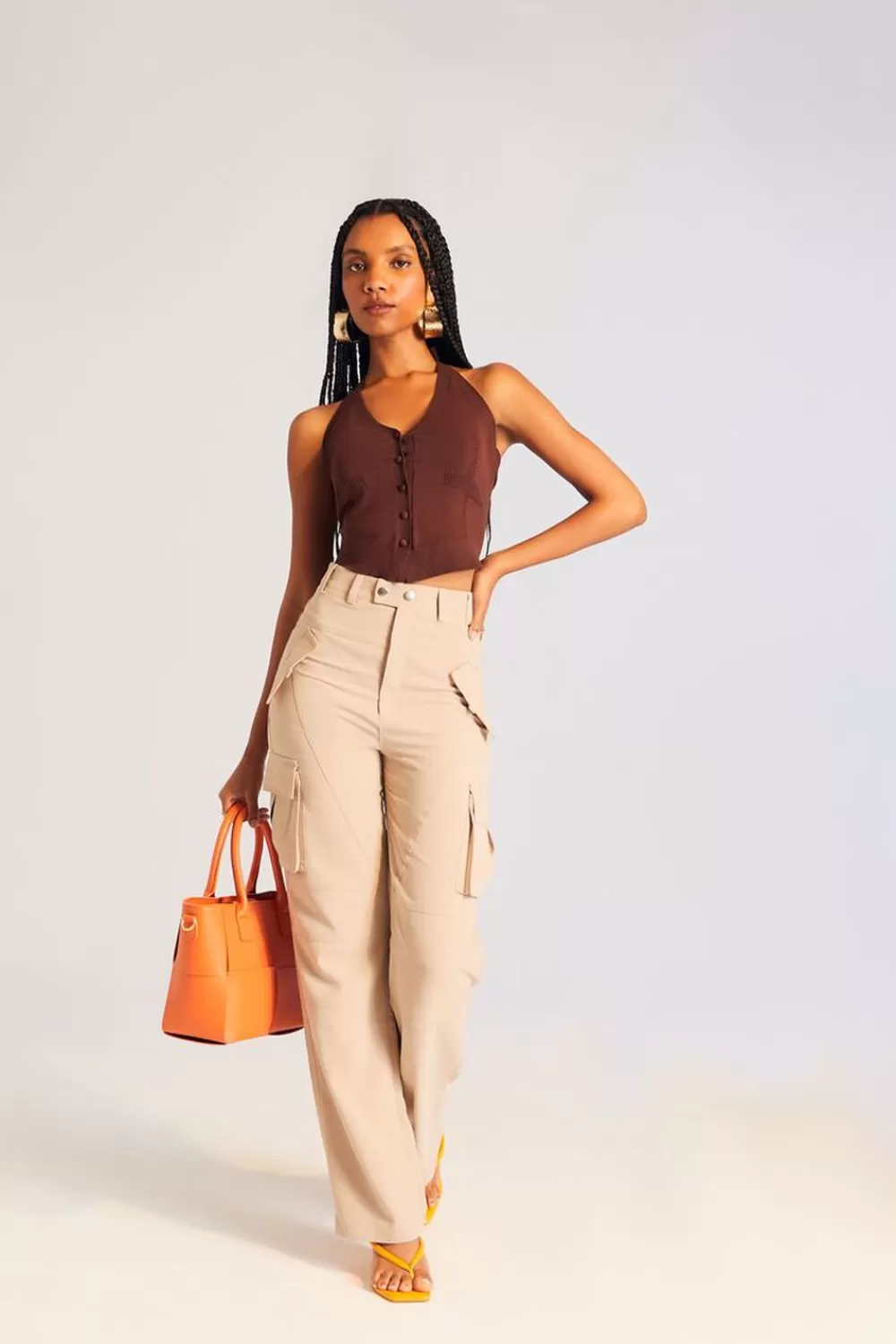Bottoms>Forever 21 Relaxed-Fit Cargo Pants Taupe