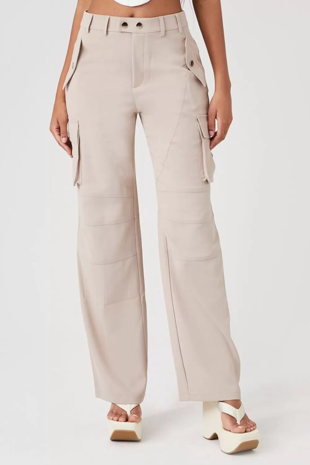 Bottoms>Forever 21 Relaxed-Fit Cargo Pants Taupe