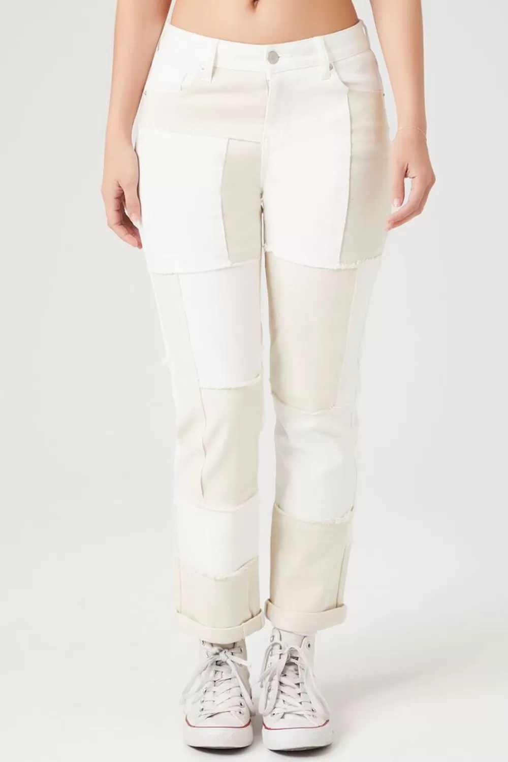 Bottoms>Forever 21 Reworked Straight-Leg Jeans Cream