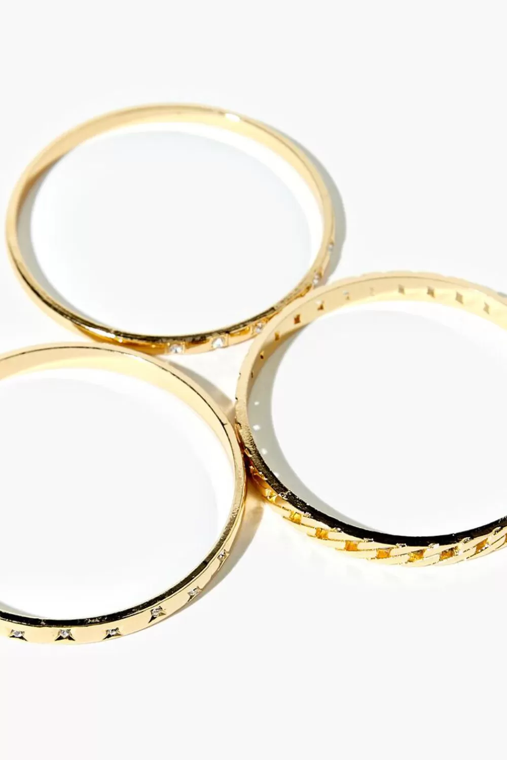 Bracelets>Forever 21 Rhinestone Bangle Bracelet Set Gold