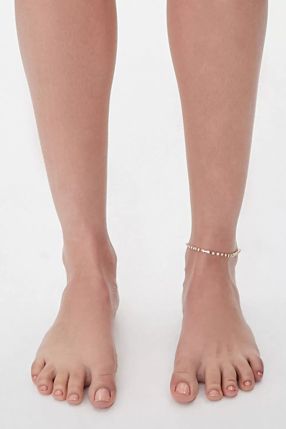 Body Jewelry>Forever 21 Rhinestone Box Chain Anklet Gold