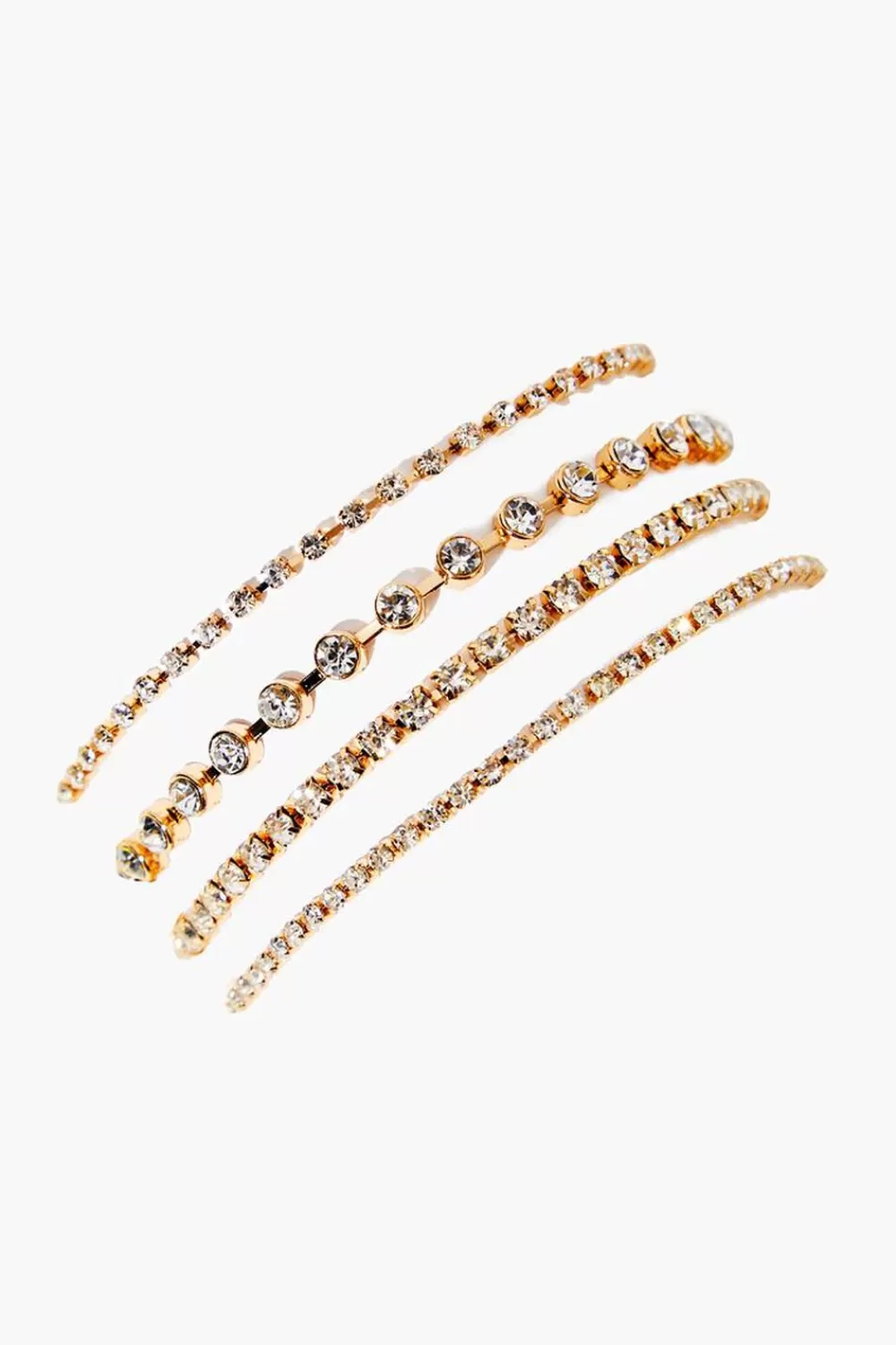 Bracelets>Forever 21 Rhinestone Bracelet Set Gold