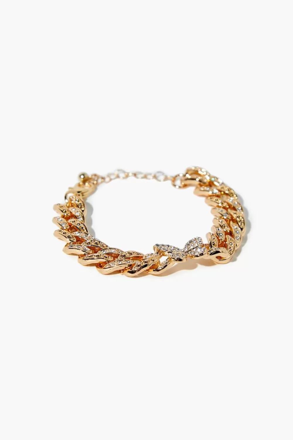 Bracelets>Forever 21 Rhinestone Butterfly Chain Bracelet Gold/Clear