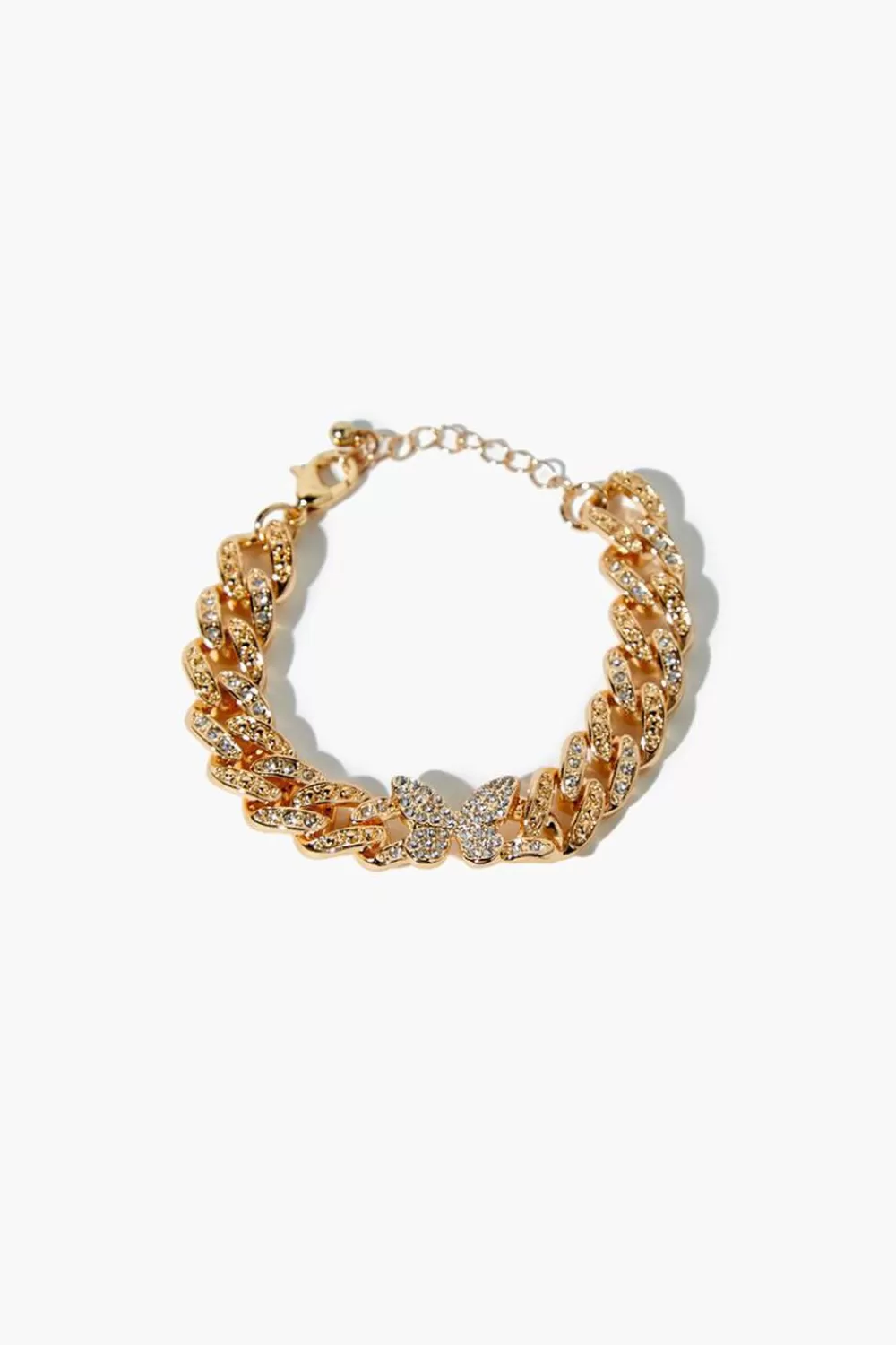 Bracelets>Forever 21 Rhinestone Butterfly Chain Bracelet Gold/Clear