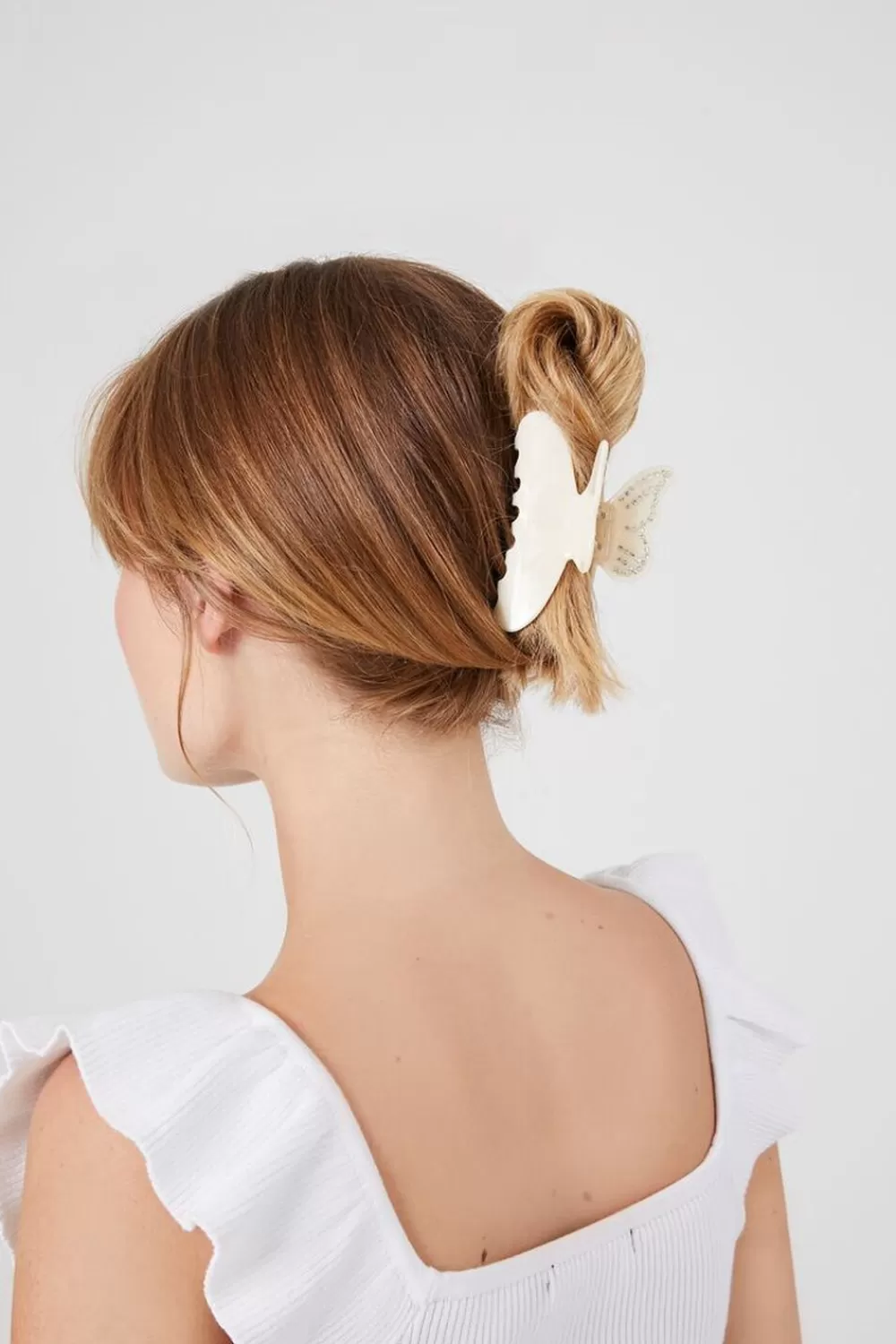 Hair Accessories>Forever 21 Rhinestone Butterfly Claw Hair Clip Cream