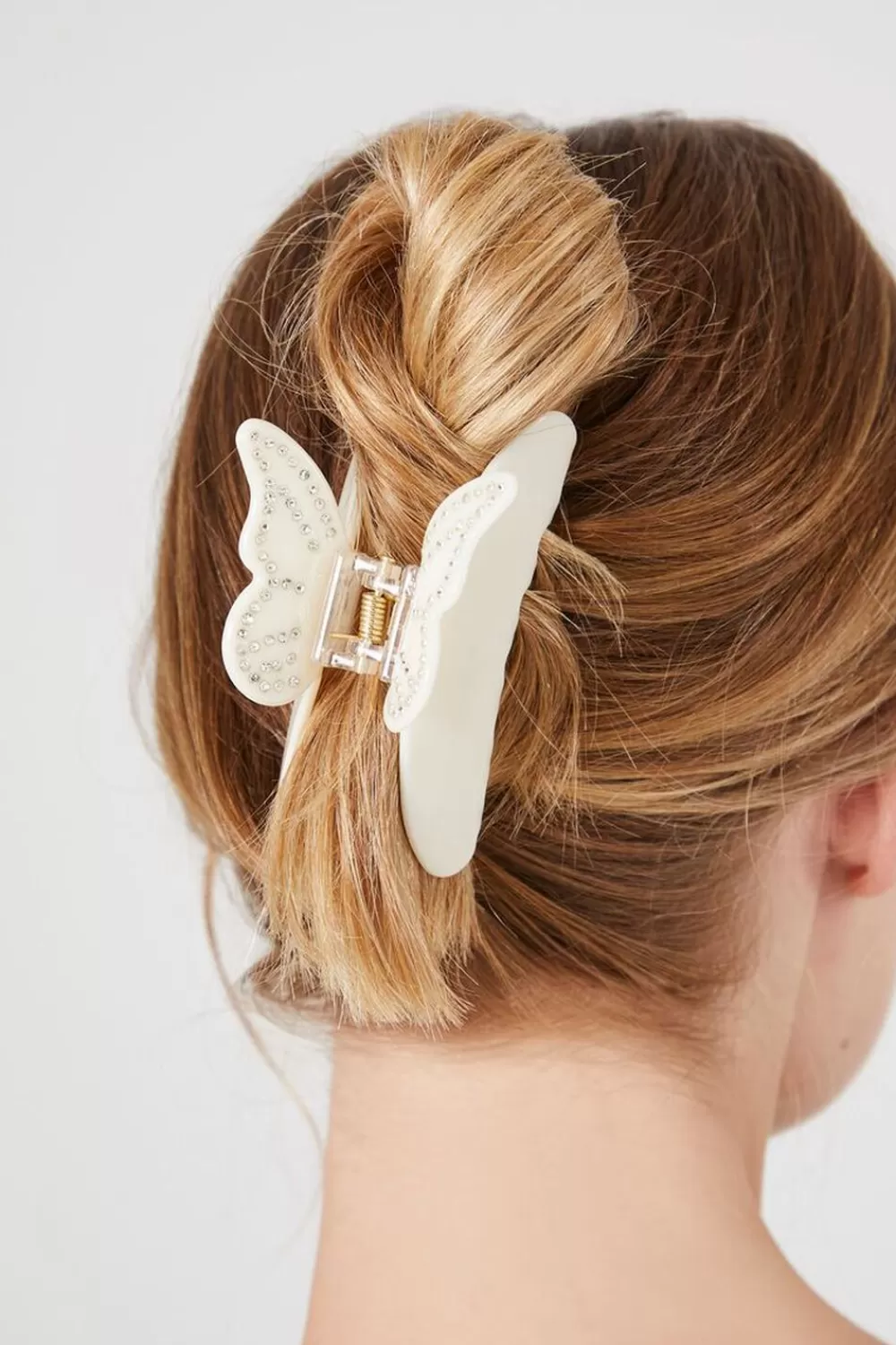 Hair Accessories>Forever 21 Rhinestone Butterfly Claw Hair Clip Cream