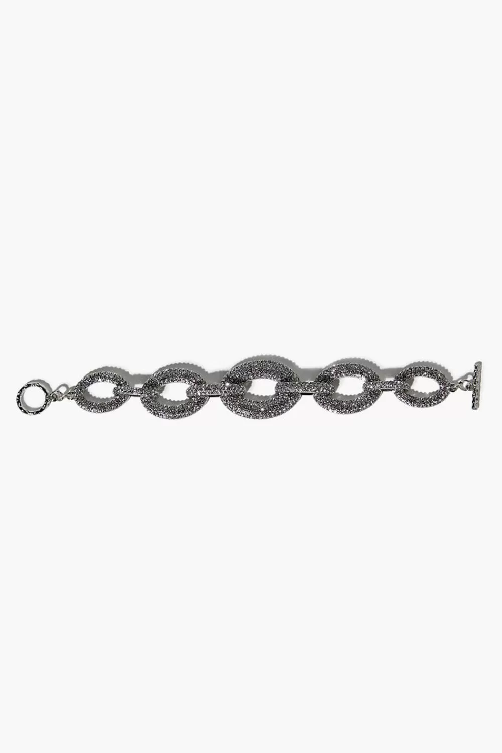 Bracelets>Forever 21 Rhinestone Chunky Cable Chain Bracelet Silver