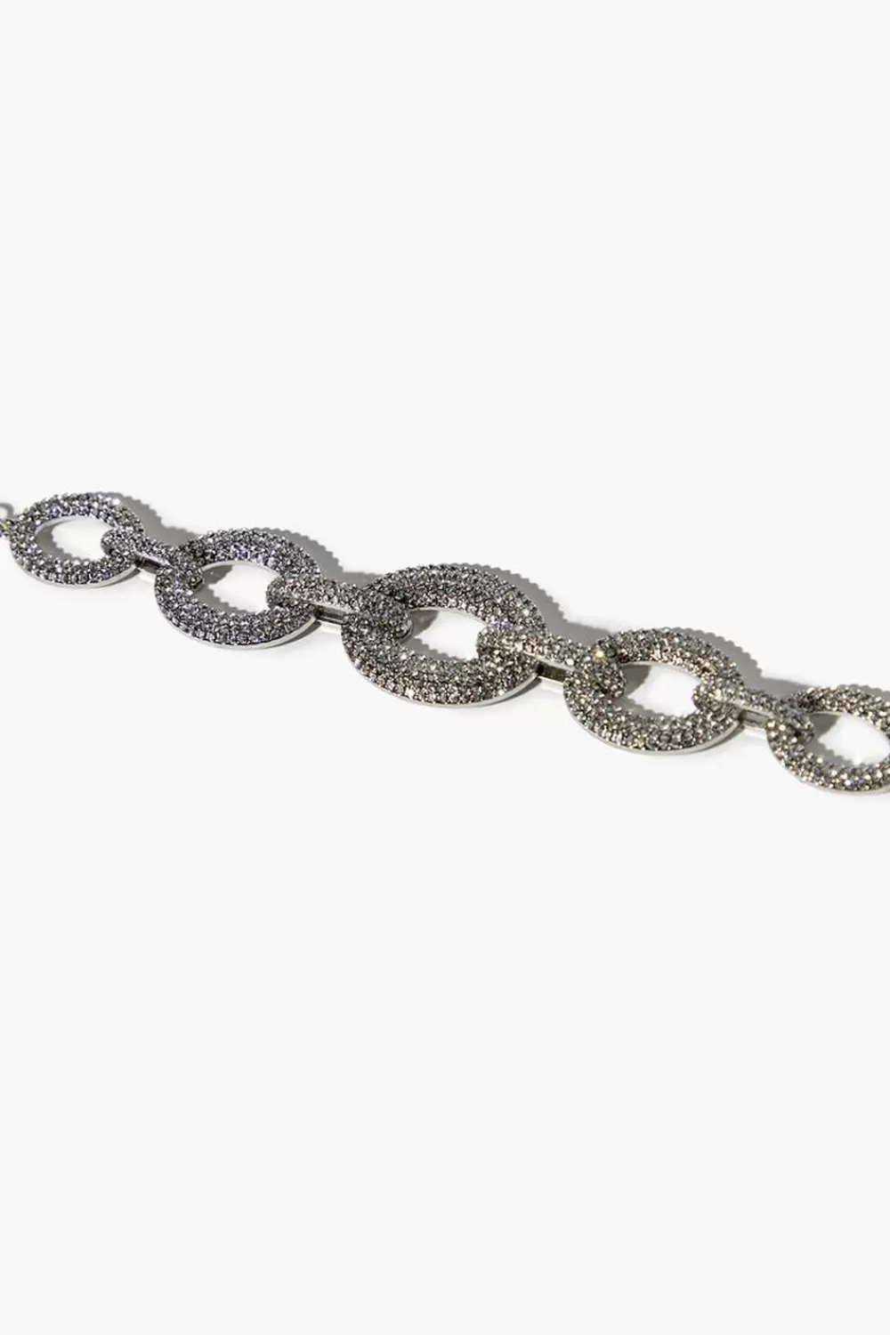 Bracelets>Forever 21 Rhinestone Chunky Cable Chain Bracelet Silver