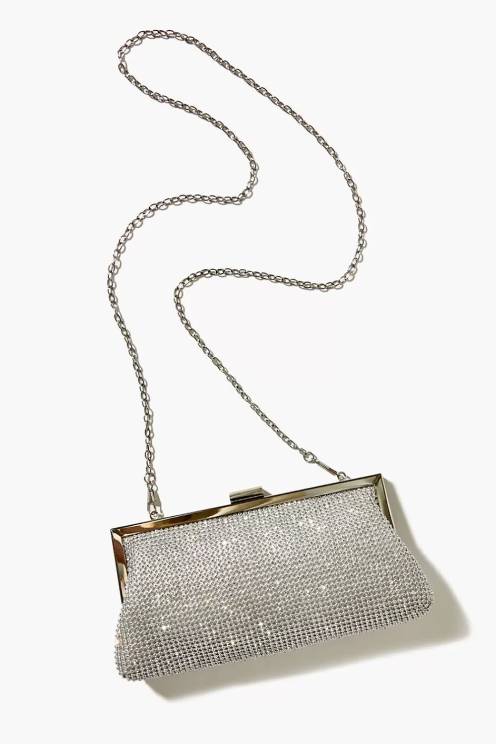 Bags + Backpacks>Forever 21 Rhinestone Clutch Bag Silver