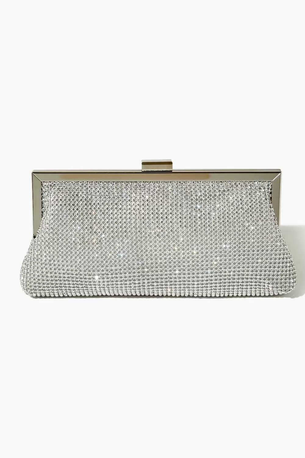 Bags + Backpacks>Forever 21 Rhinestone Clutch Bag Silver