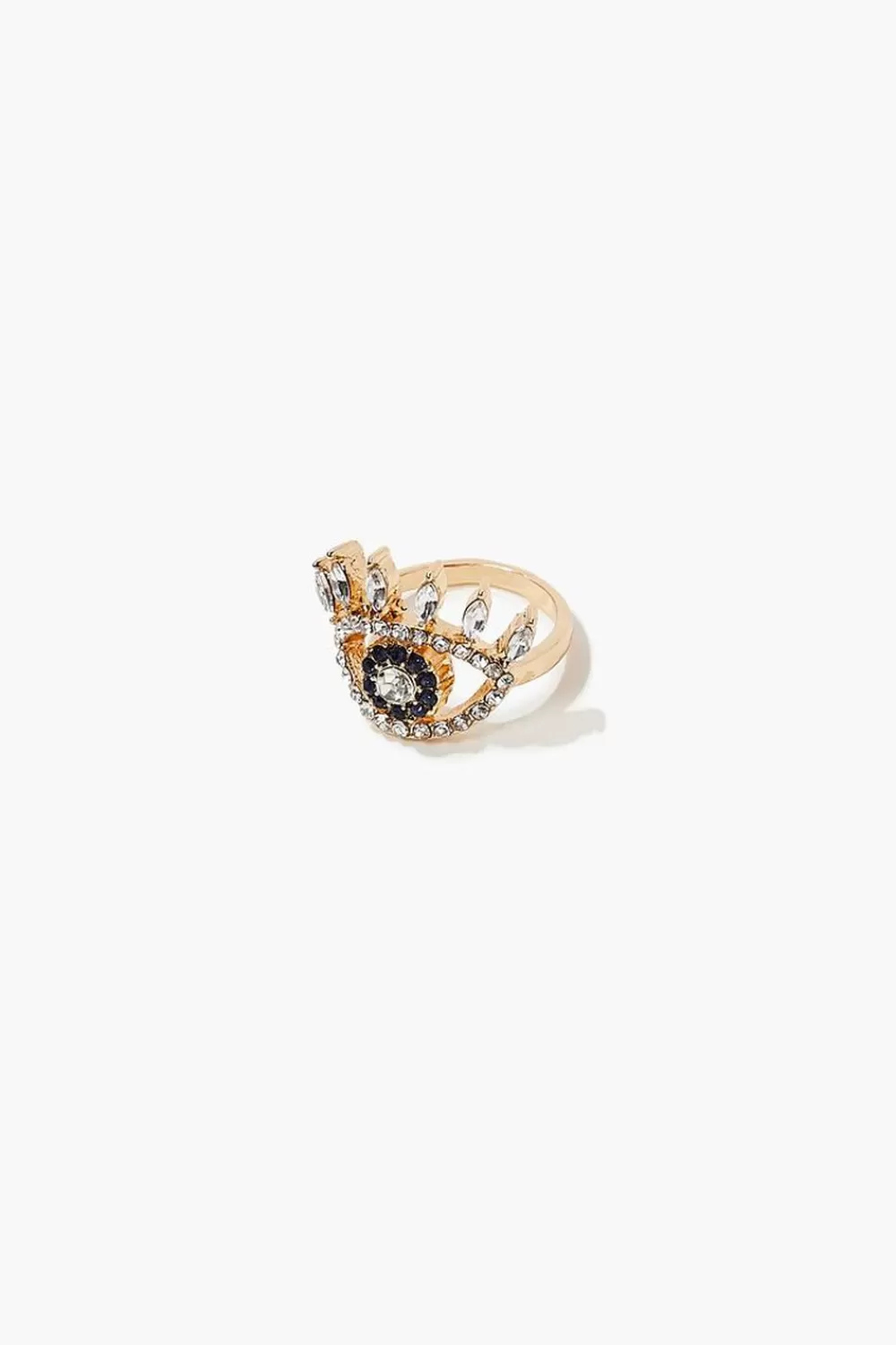 Rings>Forever 21 Rhinestone Eye Cocktail Ring Gold/Clear