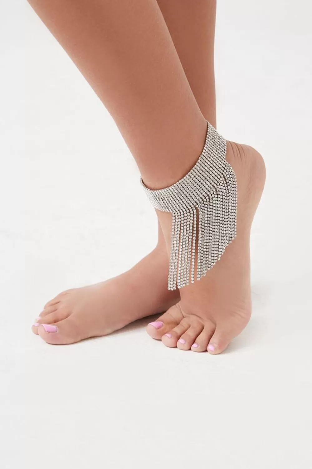 Body Jewelry>Forever 21 Rhinestone Fringe Anklet Silver/Clear
