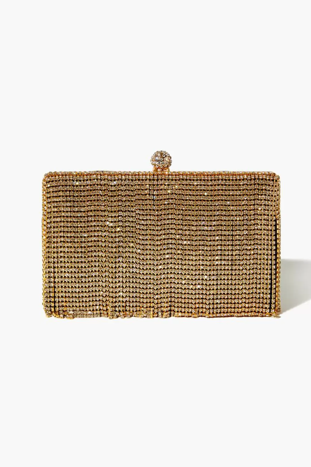 Bags + Backpacks>Forever 21 Rhinestone Fringe Clutch Bag Gold
