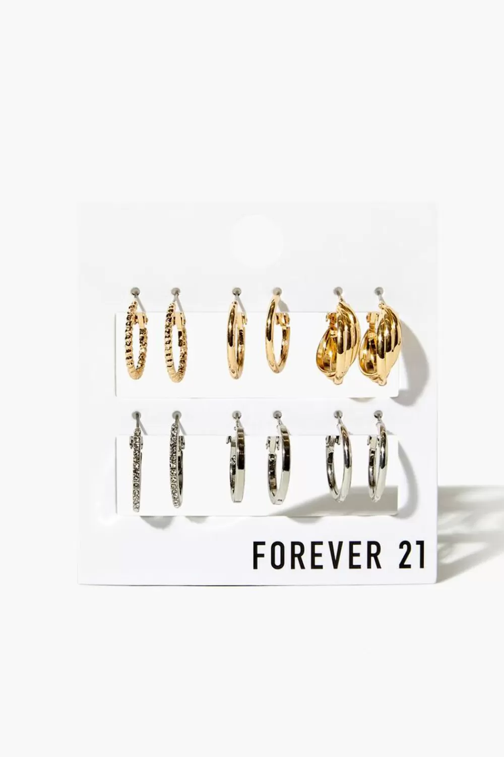 Earrings>Forever 21 Rhinestone Hoop Earring Set Gold/Silver