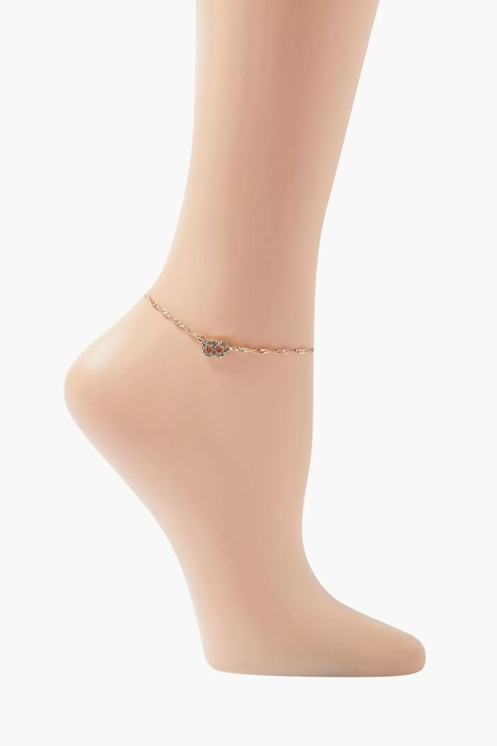 Body Jewelry>Forever 21 Rhinestone Initial Charm Anklet Gold/B