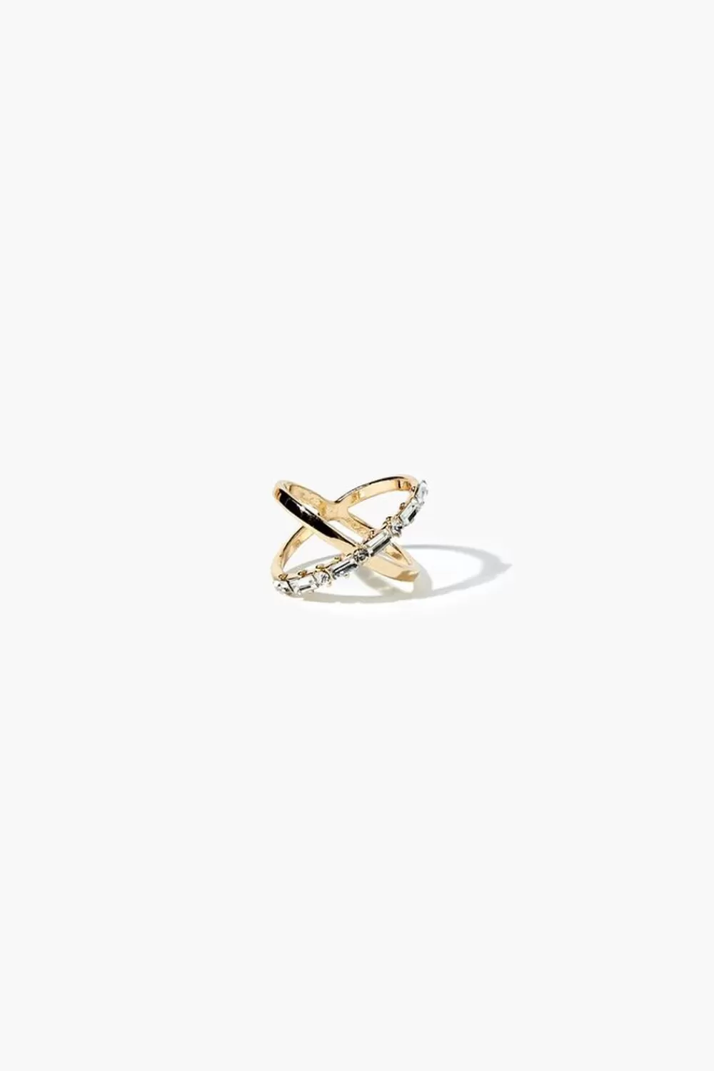 Rings>Forever 21 Rhinestone Interlinked Ring Gold