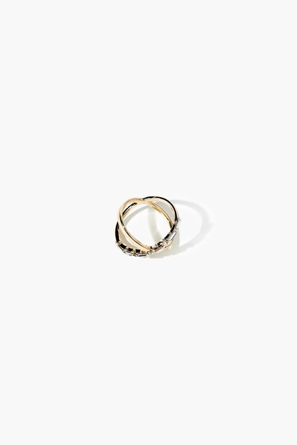 Rings>Forever 21 Rhinestone Interlinked Ring Gold