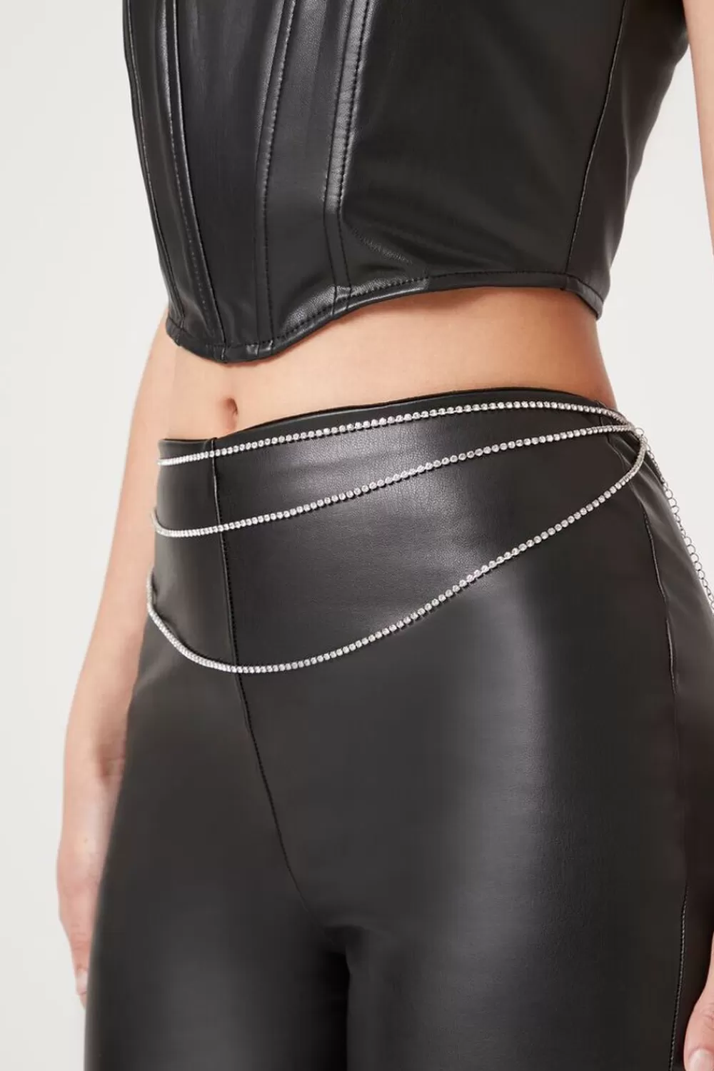 Body Jewelry>Forever 21 Rhinestone Layered Belly Chain Silver/Clear