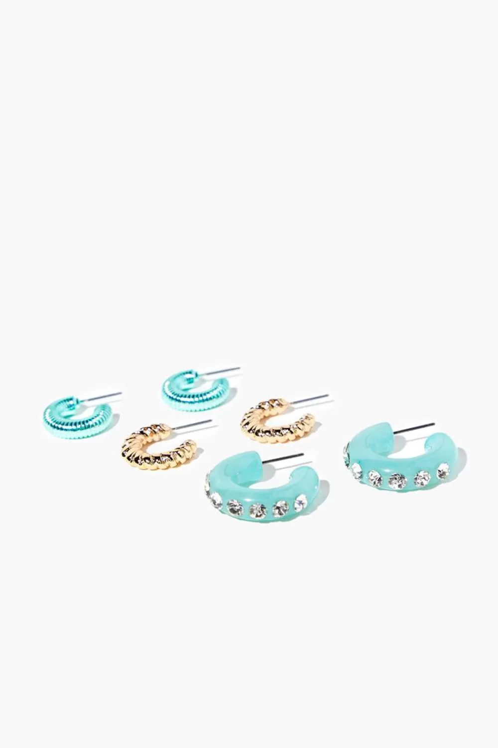 Earrings>Forever 21 Rhinestone Open-End Hoop Earrings Blue/Gold
