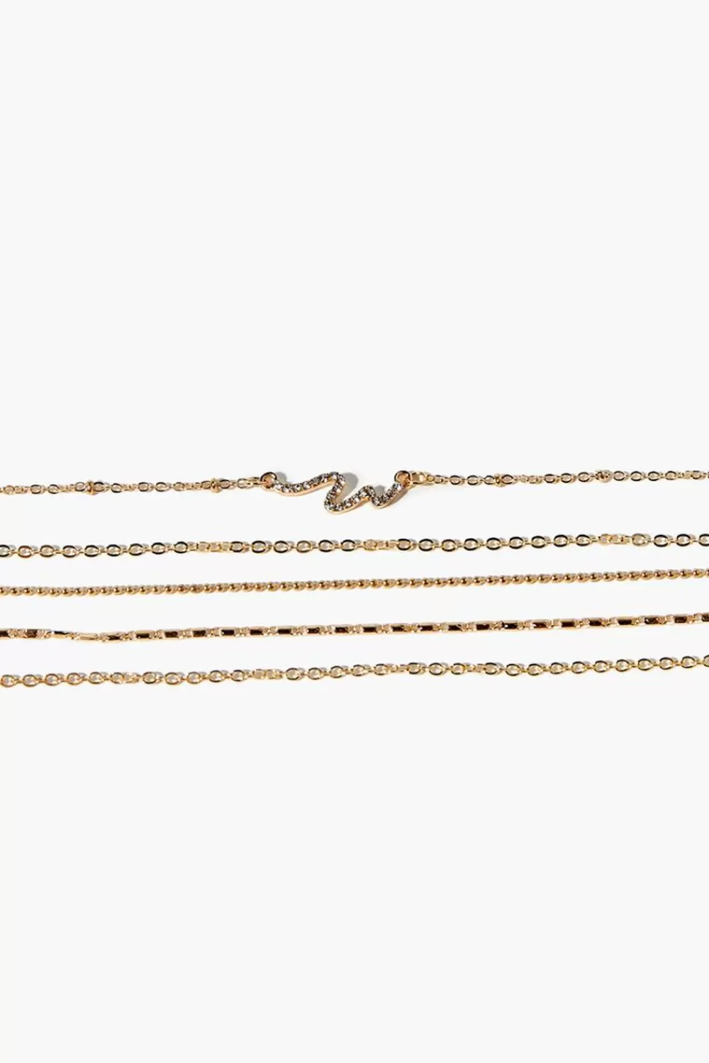 Bracelets>Forever 21 Rhinestone Snake Charm Bracelet Set Gold