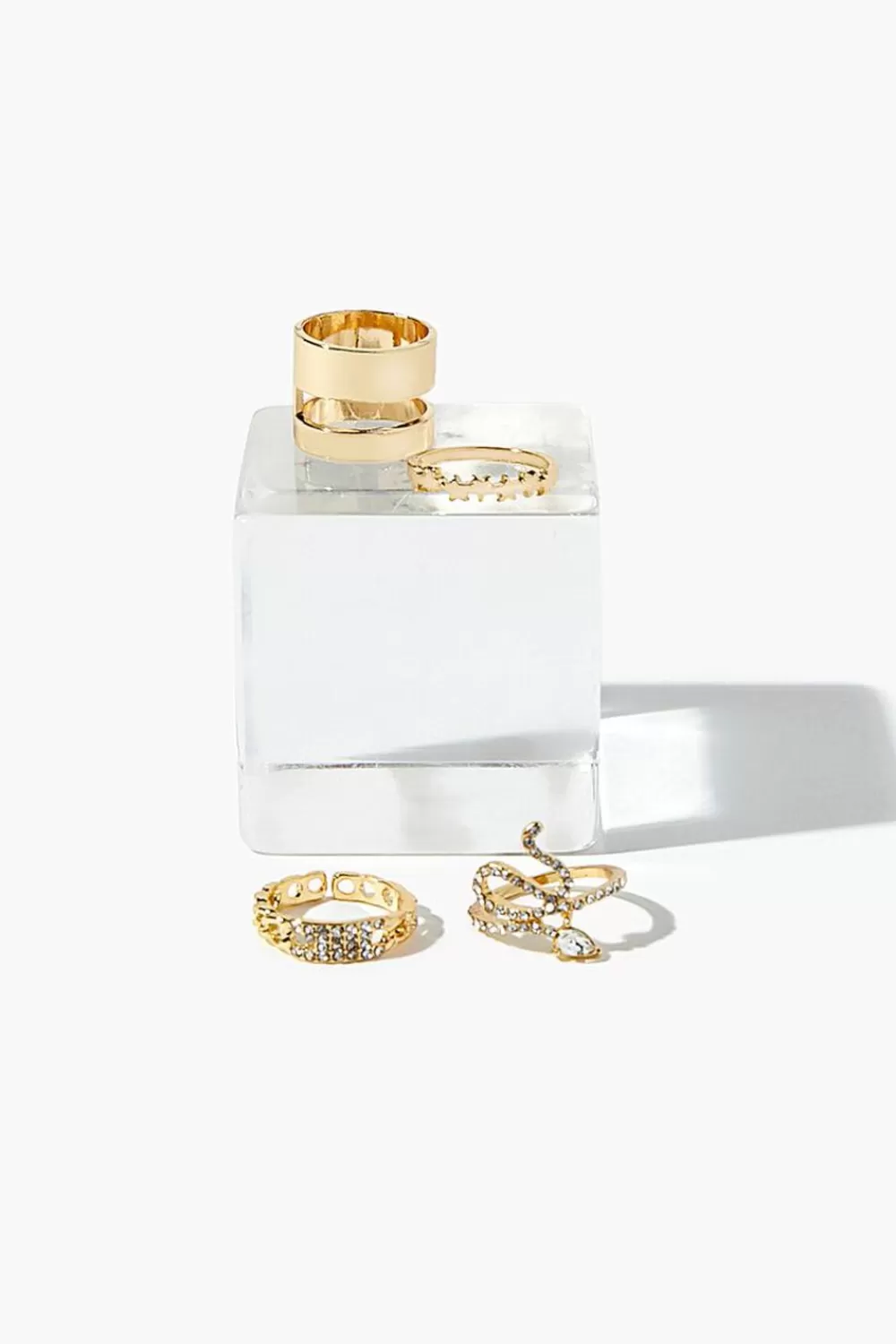 Rings>Forever 21 Rhinestone Snake Ring Set Gold/Clear