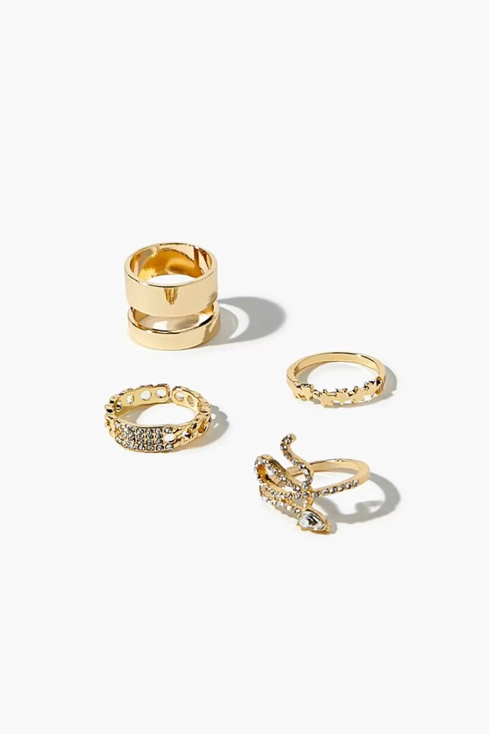 Rings>Forever 21 Rhinestone Snake Ring Set Gold/Clear