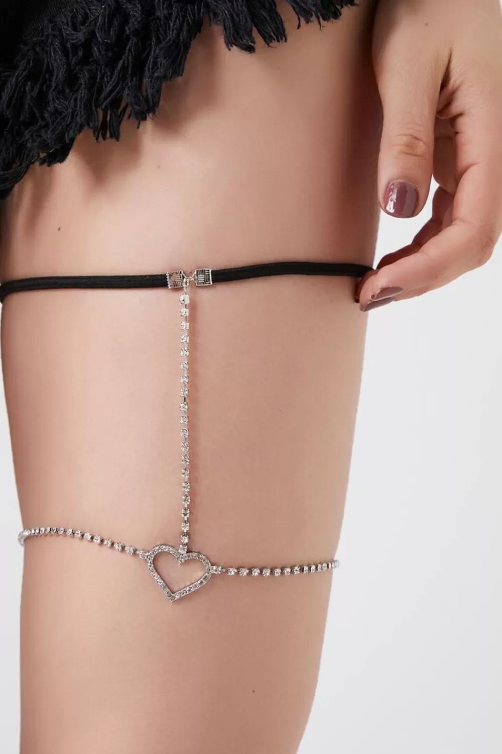 Body Jewelry>Forever 21 Rhinestone Thigh Garter Chain Silver