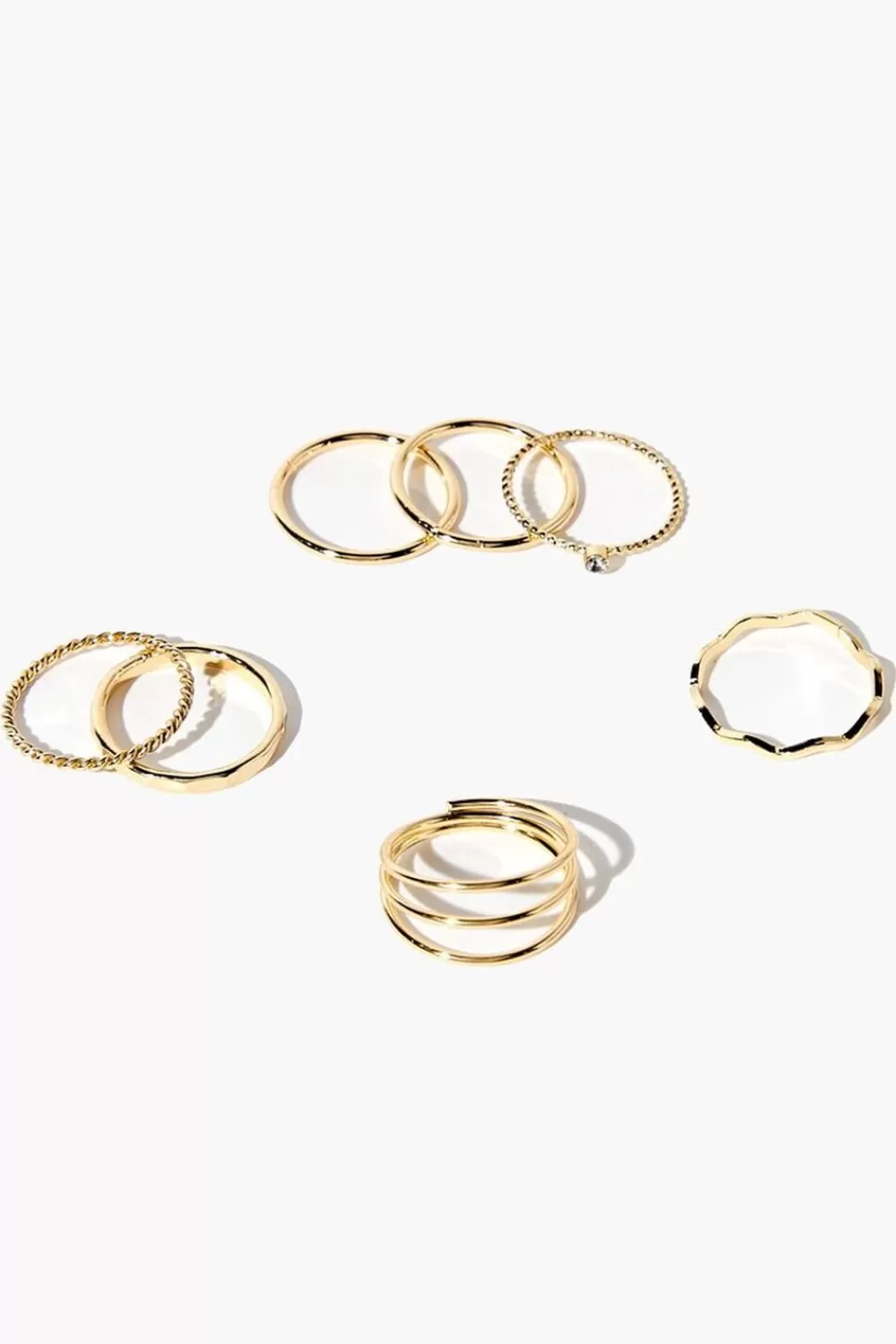 Rings>Forever 21 Rhinestone Thin Ring Set Gold